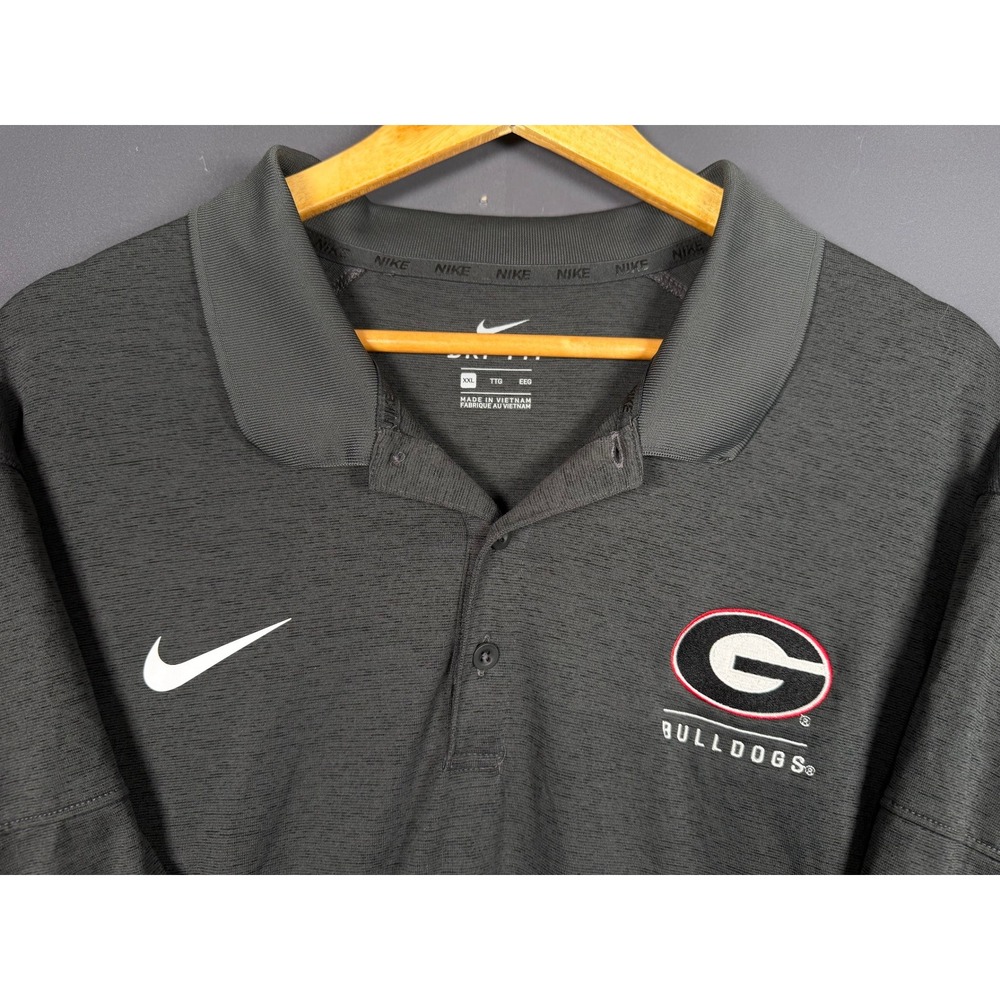 Nike Georgia Bulldogs Dri-FIT Polo Shirt Mens XXL Gray Short Sleeve Logo